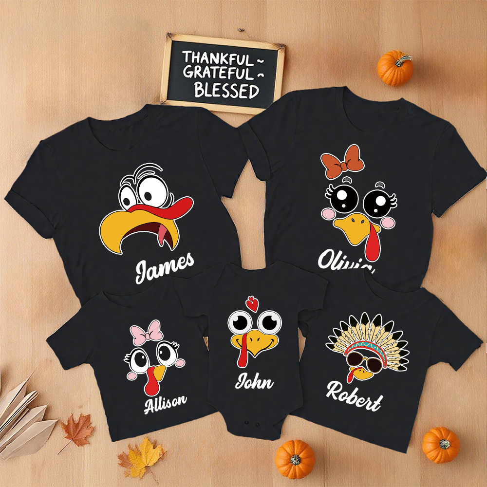 Personalized Funny Turkey Face Family Matching Shirt | CWThanks07