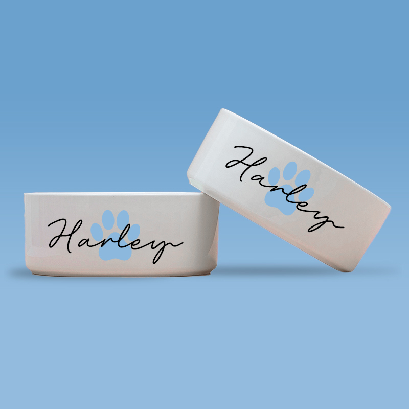 Personalized Pet Paw Print Design Dog Bowl  | BKPet41