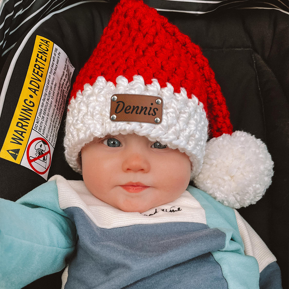 Personalized Leather Patch Christmas Santa Hat | MCGift116