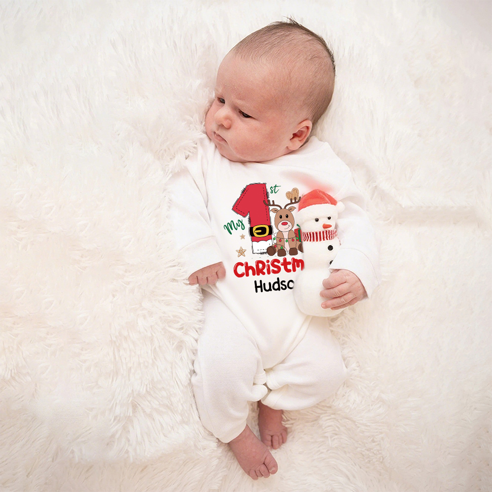 Personalized Baby 1st Christmas Ropmer and Hat Set | MCGift118