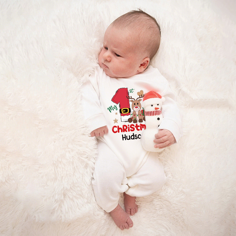 Personalized Baby 1st Christmas Ropmer and Hat Set | MCGift118
