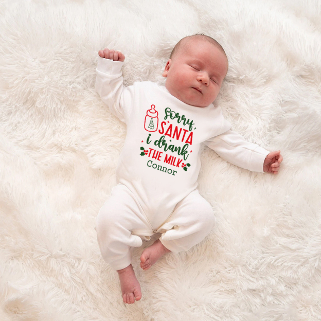 Personalized Baby 1st Christmas Ropmer and Hat Set | MCGift122
