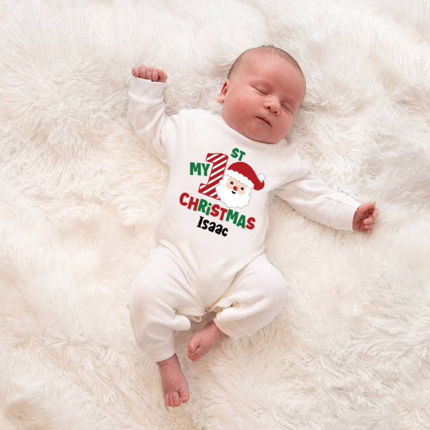 Personalized Baby 1st Christmas Ropmer and Hat Set | MCGift124