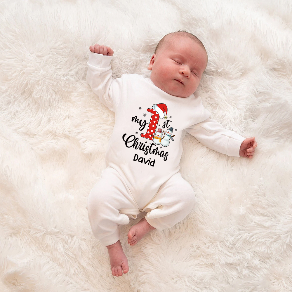 Personalized Baby 1st Christmas Ropmer and Hat Set | MCGift128