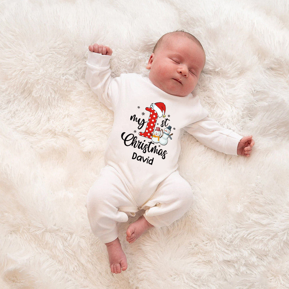Personalized Baby 1st Christmas Ropmer and Hat Set | MCGift128