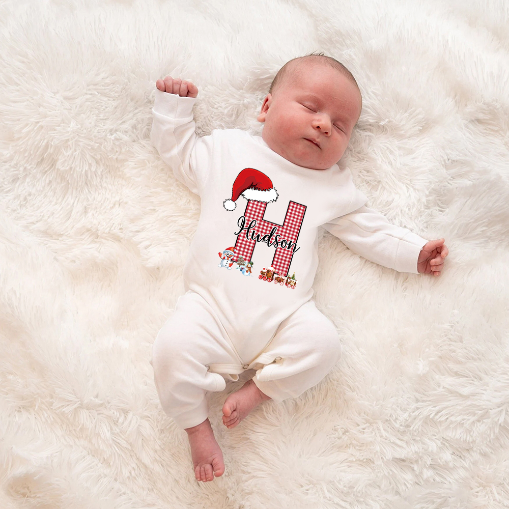 Personalized Baby 1st Christmas Ropmer and Hat Set | MCGift134