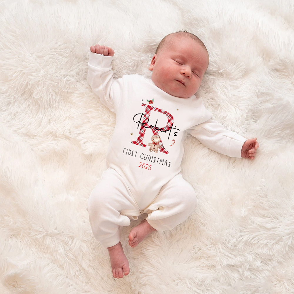Personalized Baby 1st Christmas Ropmer and Hat Set | MCGift142