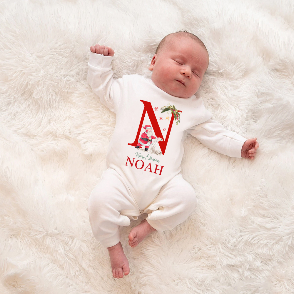 Personalized Baby 1st Christmas Ropmer and Hat Set | MCGift144
