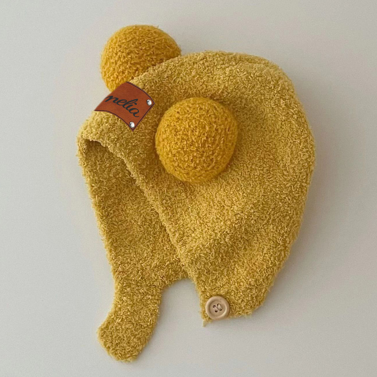 Personalized Leather Patch Cuddle Cub Knit Cap | HSKid60