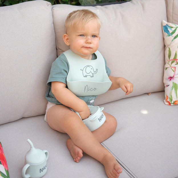 Personalized Baby Reusable Food Grade Silicone Bib | CWBaby299