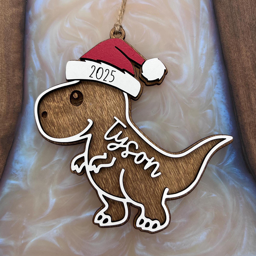 Personalized Christmas Dinosaur Wood Ornaments Decoration | MCGift146