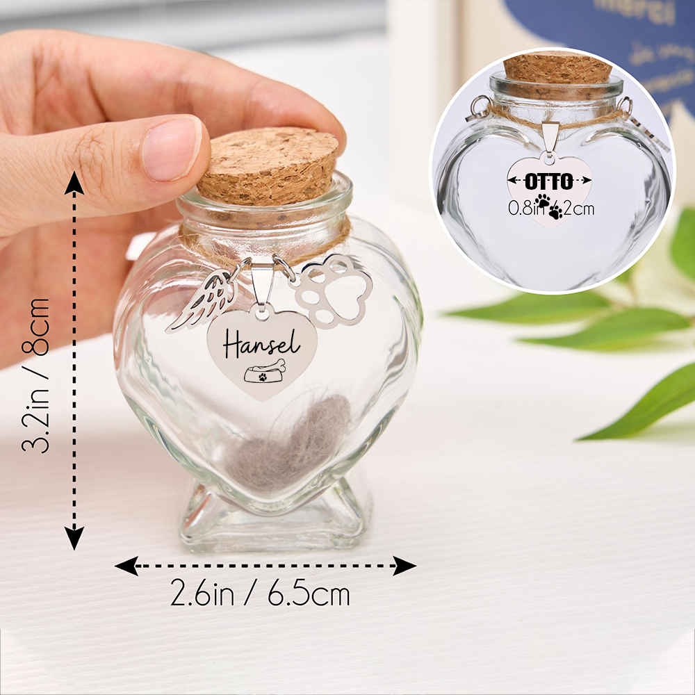 Personalized Pet Hair Heart Memorial Jar | BKPet218