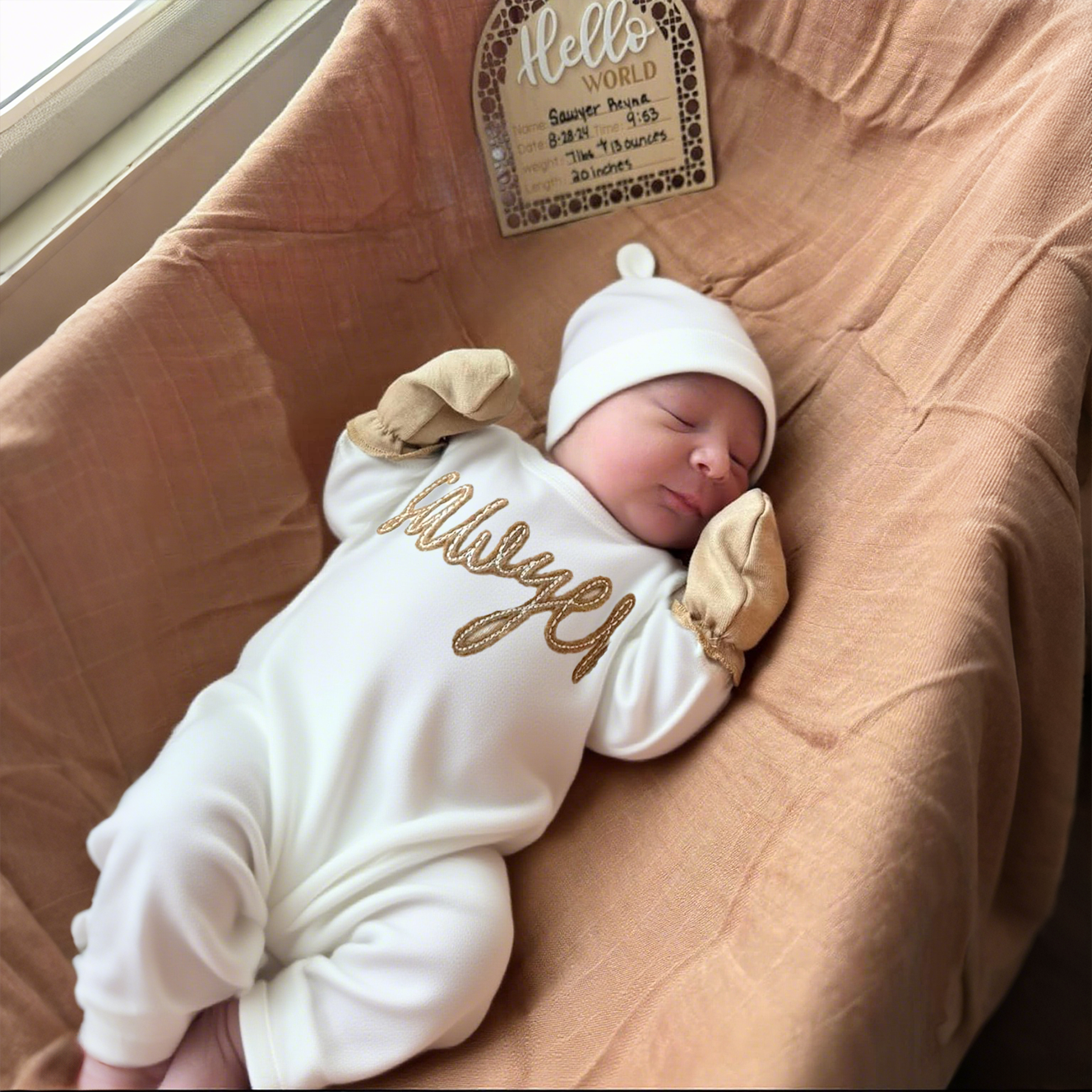 Personalized Baby Coming Home Outfit and Hat Set | CWBaby302