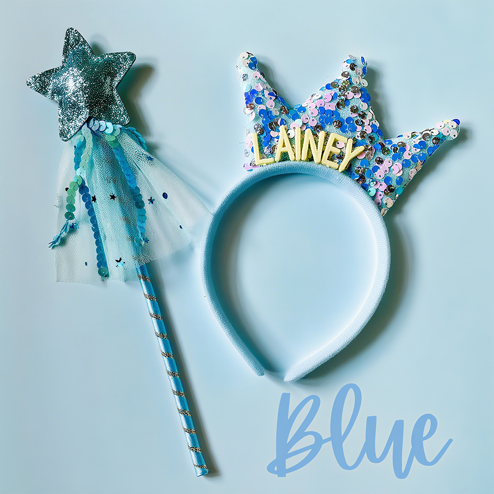 Personalized Girls Party Tiara Headband and Fairy Wand Set | CWToy151