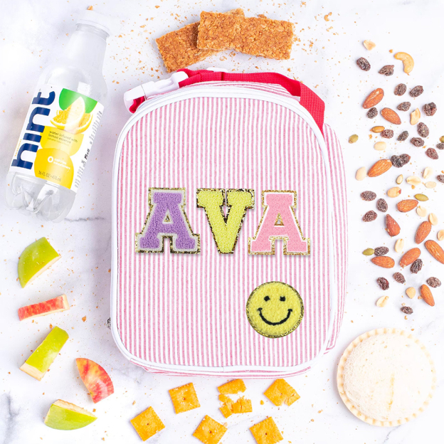 Personalized Chenille Patch Kids Seersucker Lunch Bag