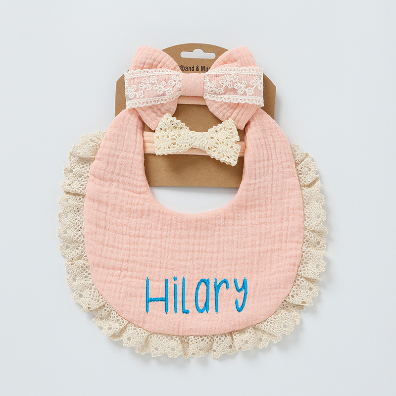 Personalized Embroidered Baby Bibs Headband Set | CWBaby29