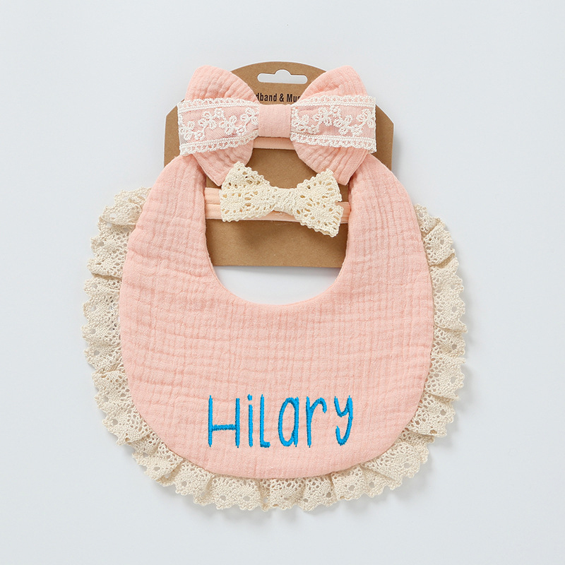Personalized Embroidered Baby Bibs Headband Set | CWBaby29