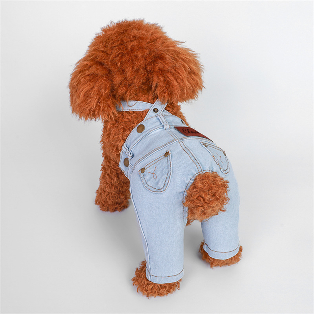 Personalized Leather Patch Pets Classic Denim Dungarees | BKPet228