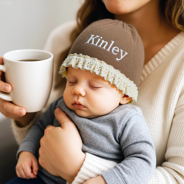 Personalized Embroidery Winter Hat Lace Bonnet | HSKid61