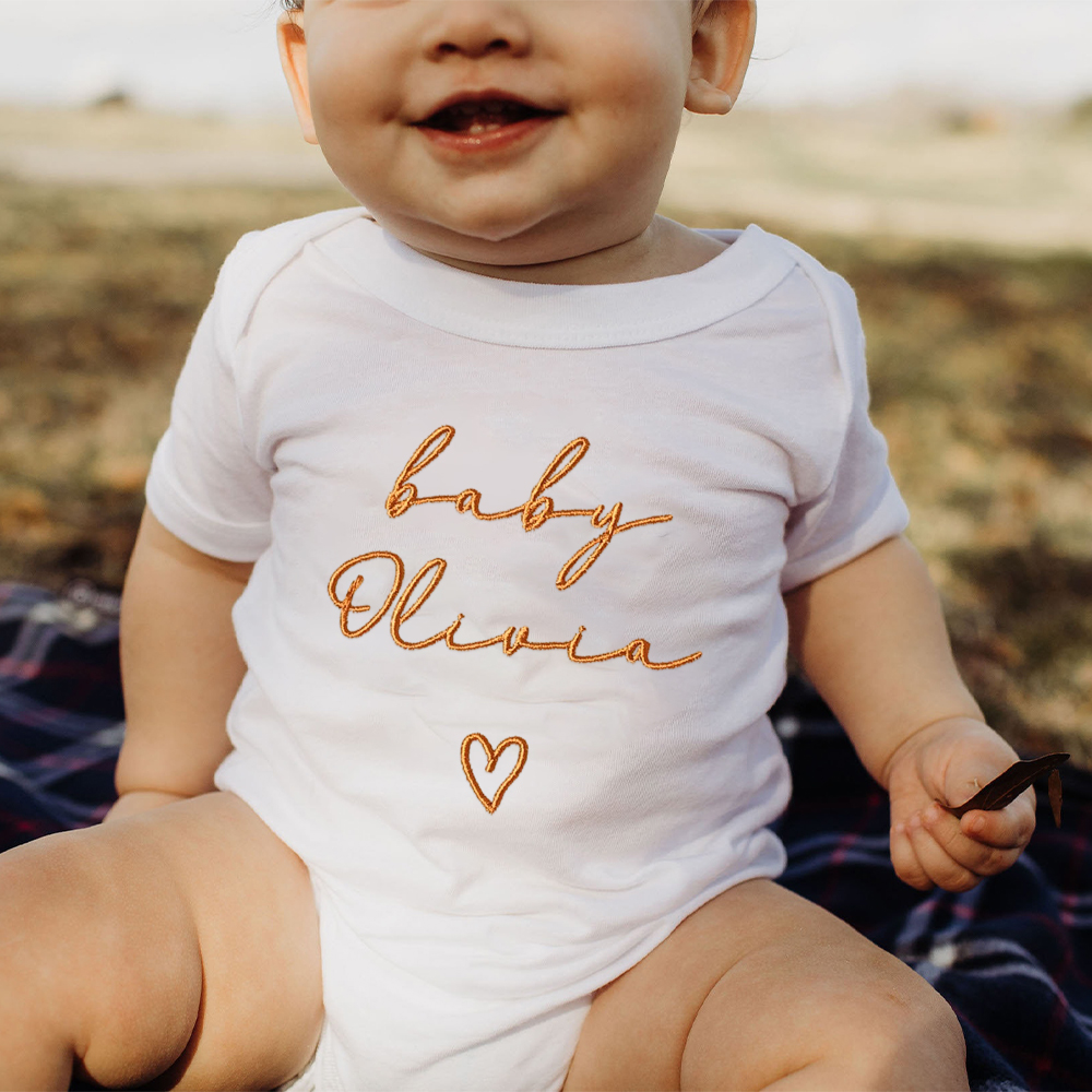 Personalized Embroidered Baby Announcement Romper | CWBaby310