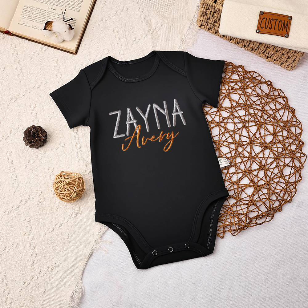 Personalized Embroidered Baby Announcement Romper | CWBaby310