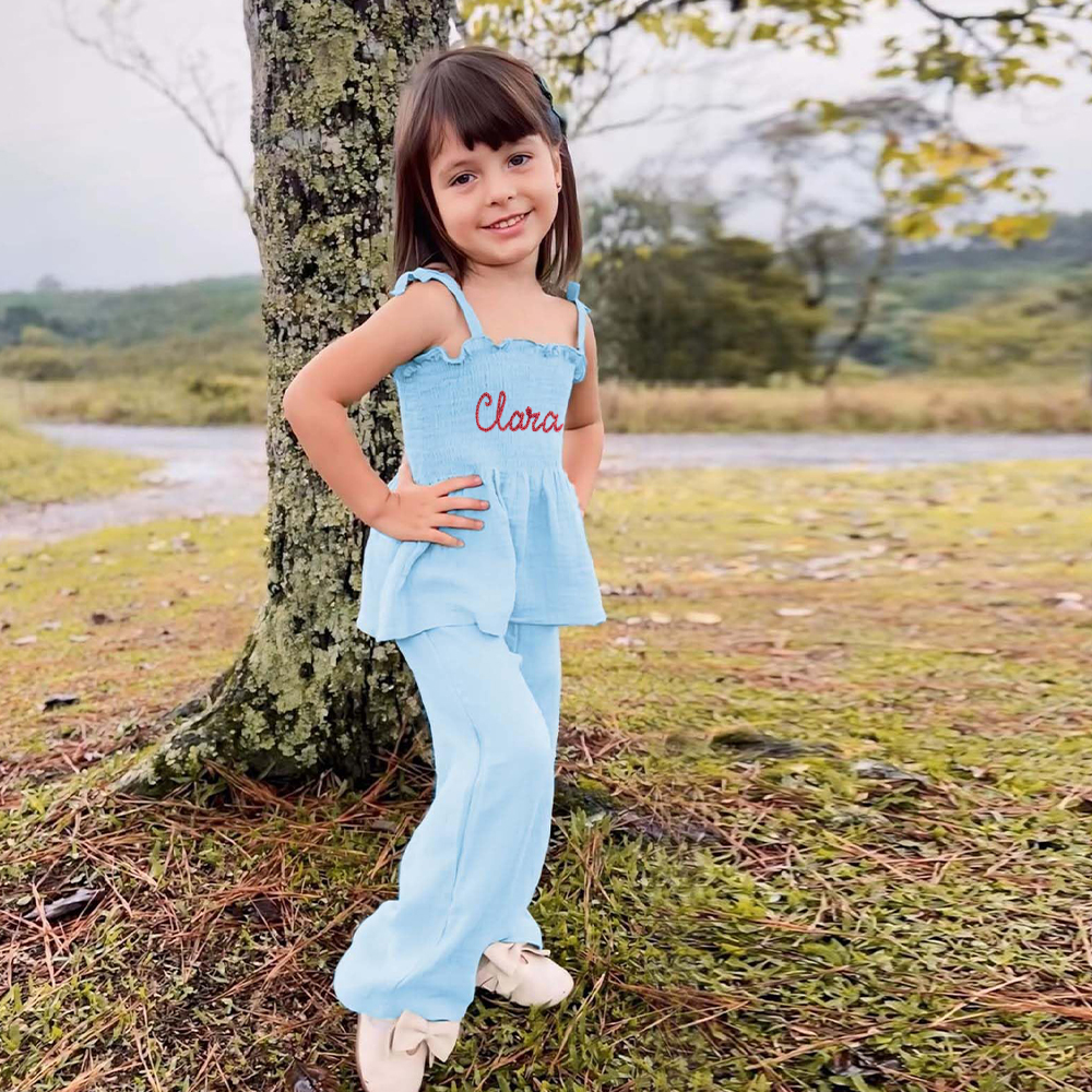 Personalised Hand Embroidery Toddler Girl Outfit | CWBaby313