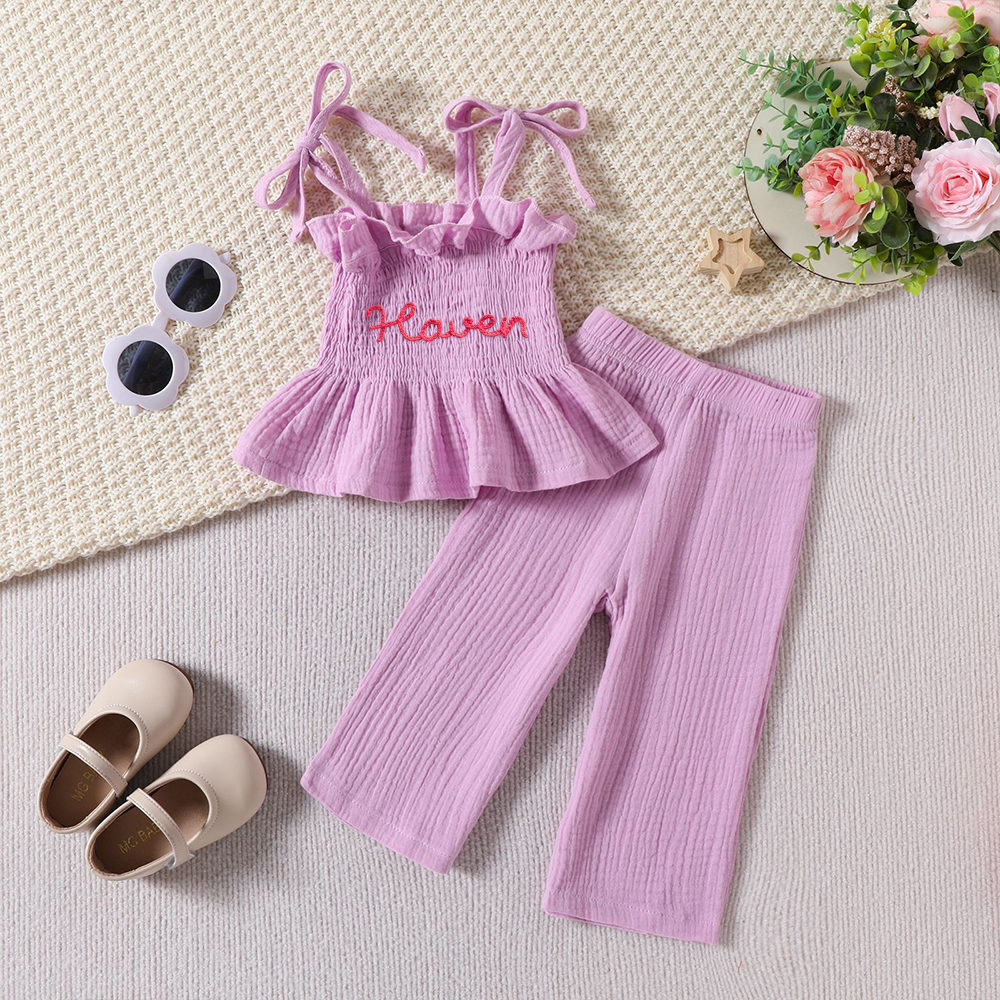 Personalised Hand Embroidery Toddler Girl Outfit | CWBaby313