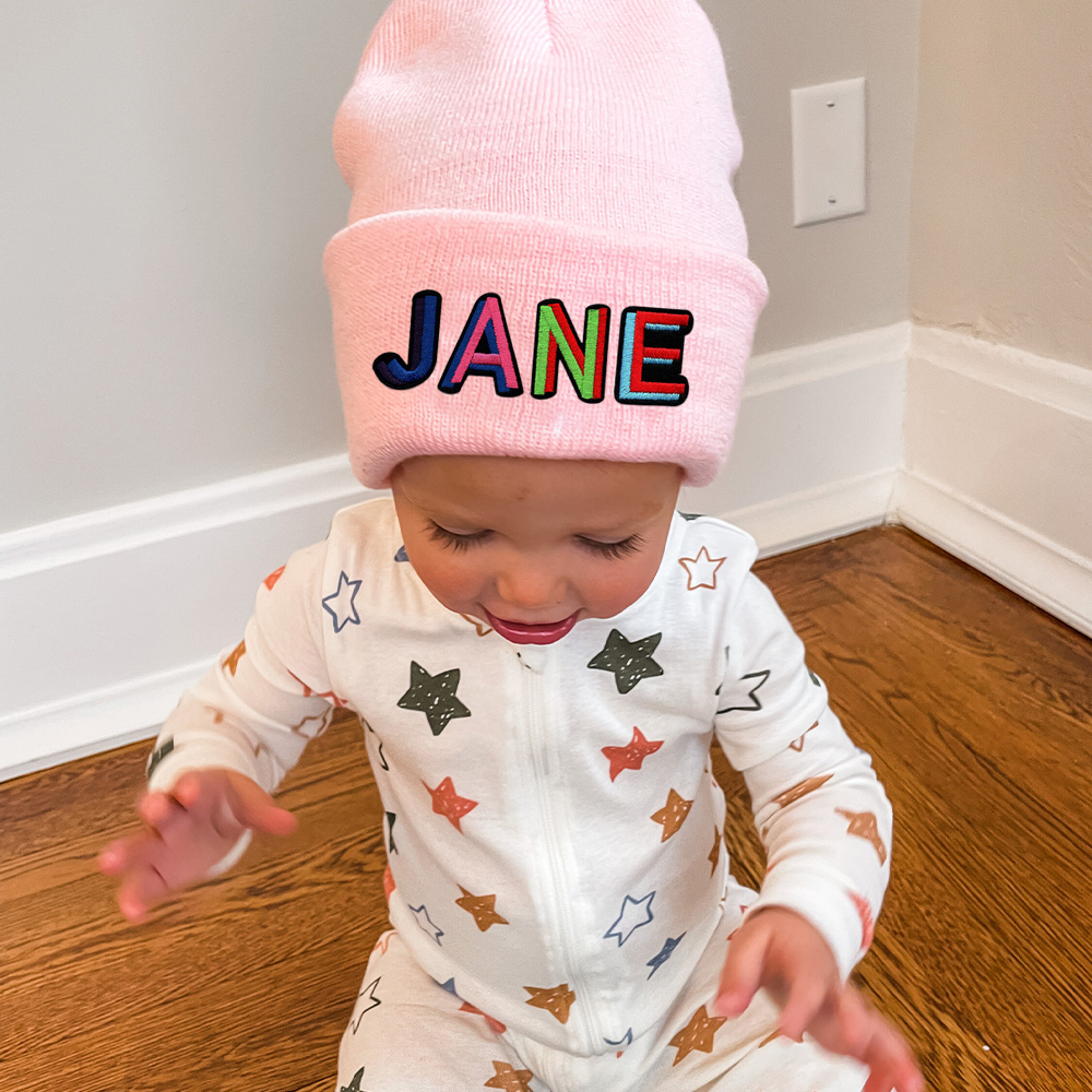 Personalized Colourful Funky Letter Patch Beanies For Kid & Adult | HSKid66
