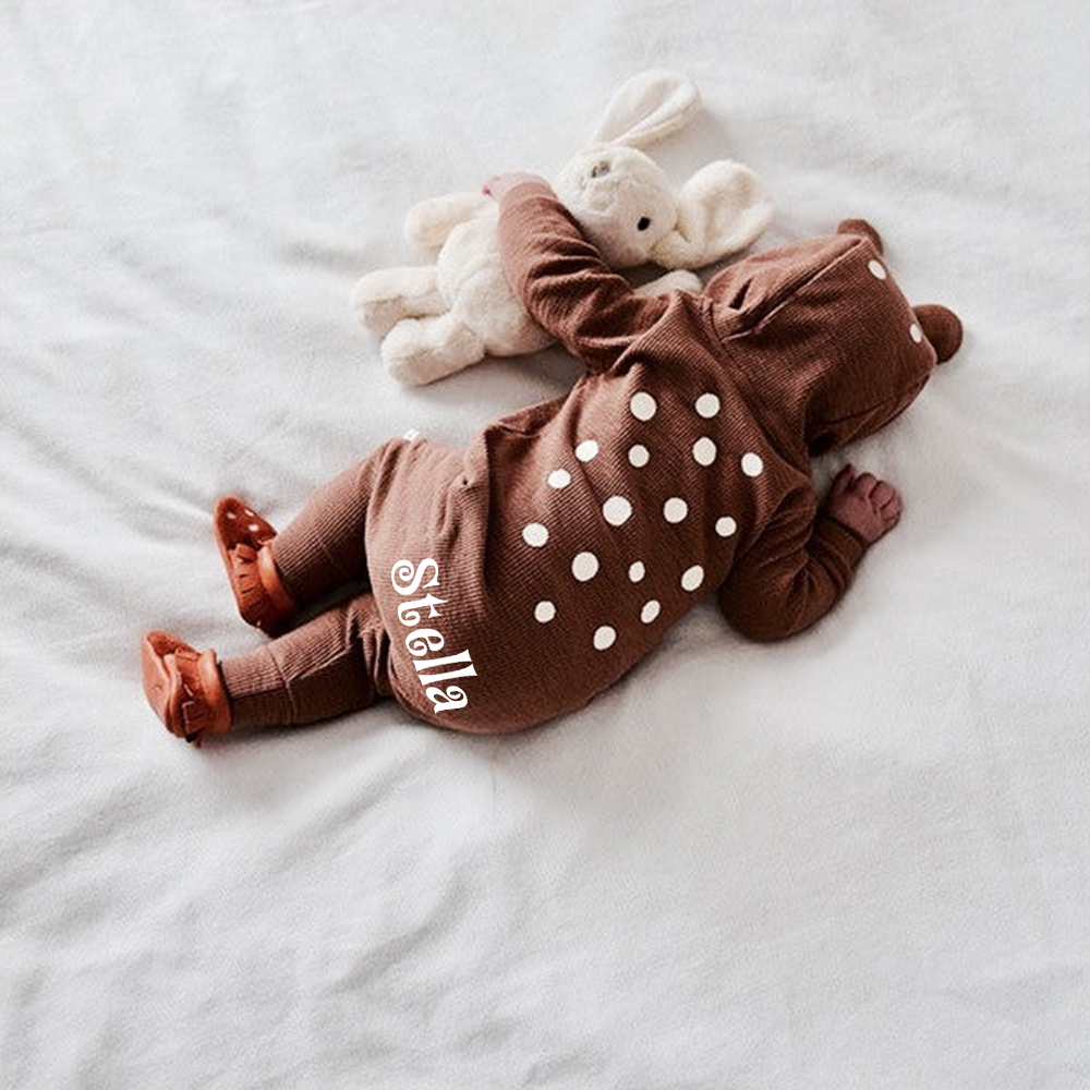 Personalized Baby Cute Bambi Hooded Jumpsuit | CWBaby319