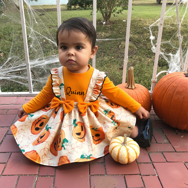 Personalized Baby Girl Halloween Pumpkin Dress | CWHalloween75
