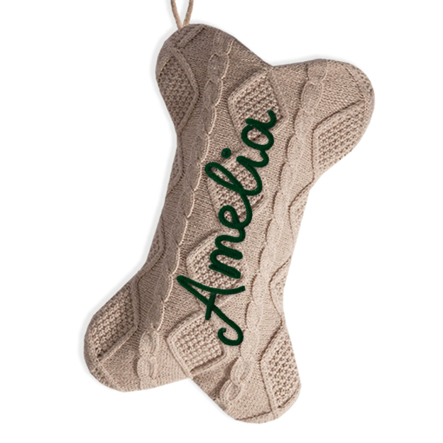 Personalized Hand-embroidery Dog Bone Christmas Stocking | MCGift177