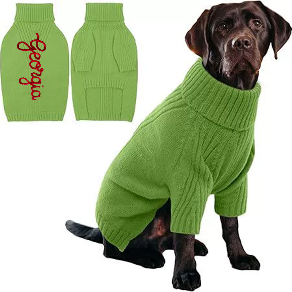 Personalized Hand Embroidery Pets Christmas Knit Sweater | BKPet235