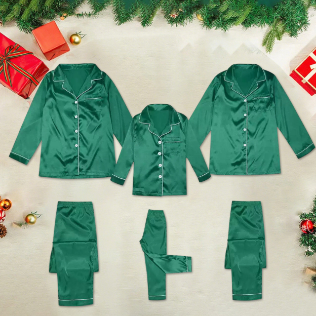 Personalized Christmas Satin Family Pajamas Set | CWFamily119