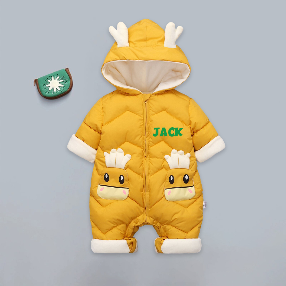 Personalized Baby Antler Lightweight Down Cotton Romper | CWBaby326