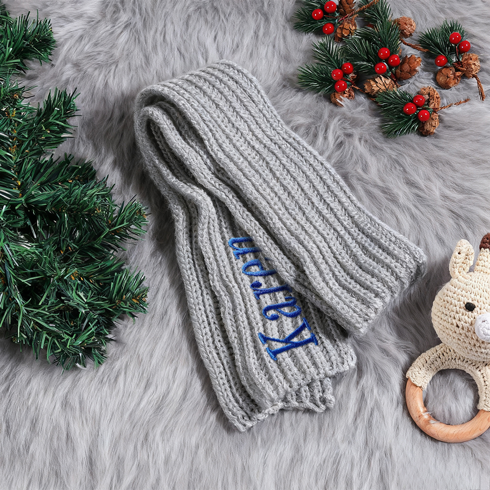 Personalized Embroidery Handmade Knitted Kid Scarf | HSKid68