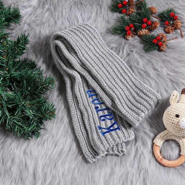 Personalized Embroidery Handmade Knitted Kid Scarf | HSKid68