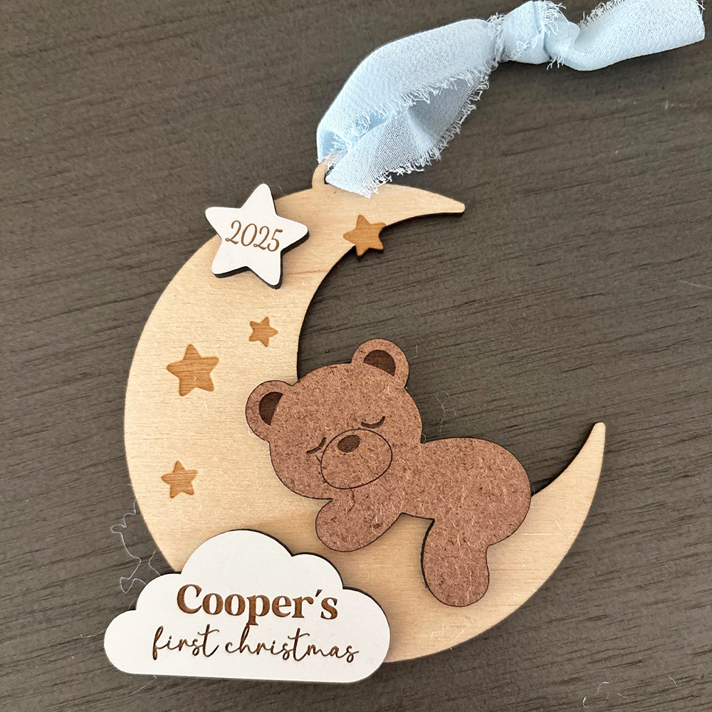 Personalized Baby First Christmas Lovely Moon Bear Ornament | MCGift190