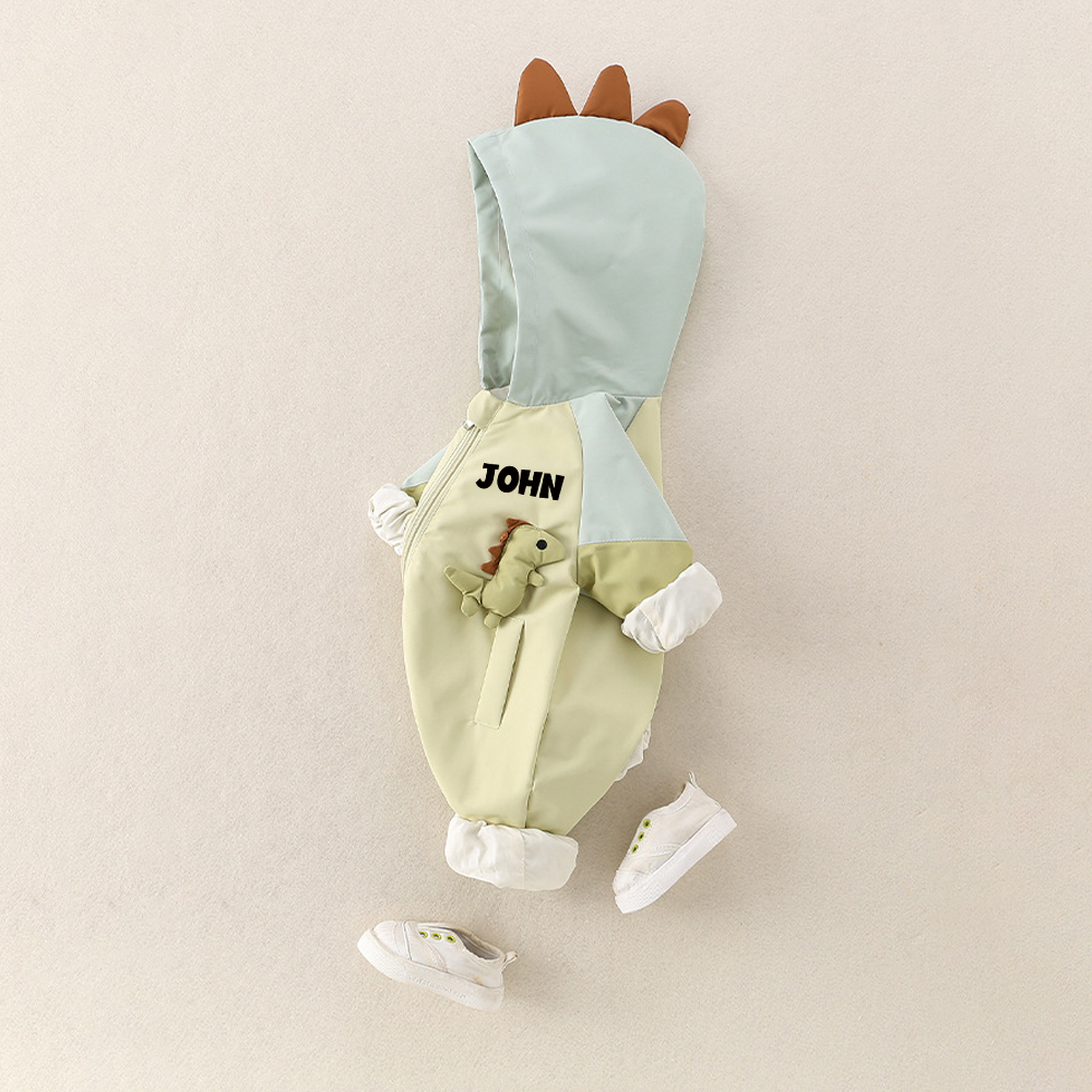 Personalized Baby Autumn Windproof Dinosaur Romper | CWBaby333