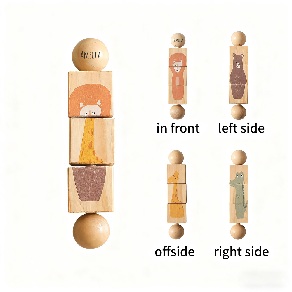 Personalized Wooden Multifunctional Rotating Animal Toy Rattle | CWToy160
