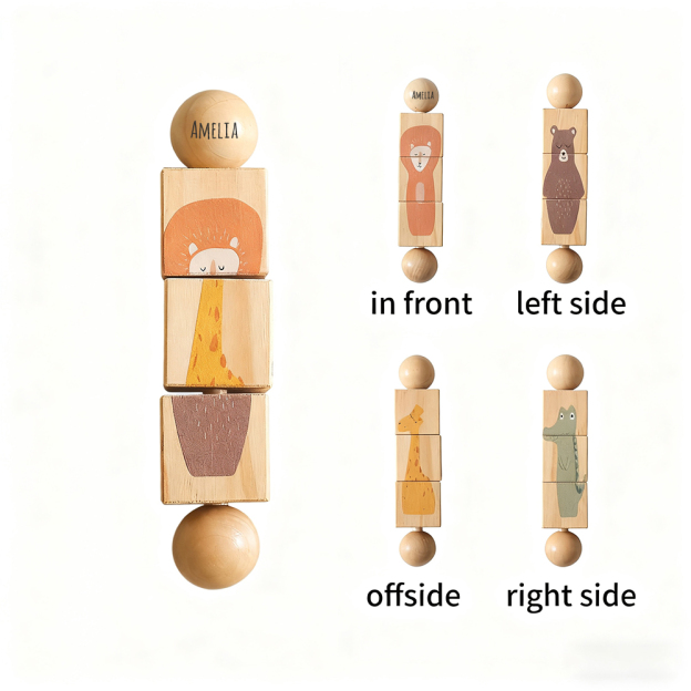 Personalized Wooden Multifunctional Rotating Animal Toy Rattle | CWToy160