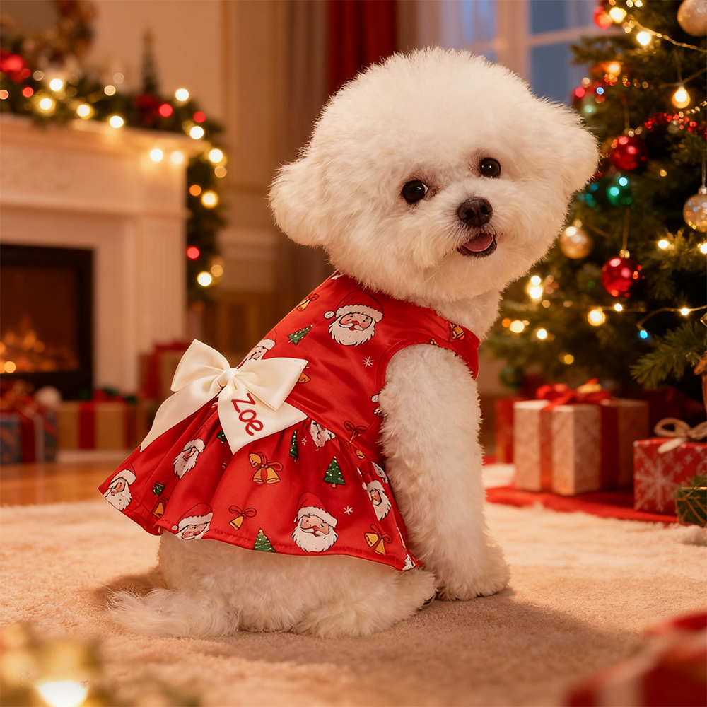 Personalized Pet Large Size Christmas Lovely Bow Dress | MCGift197