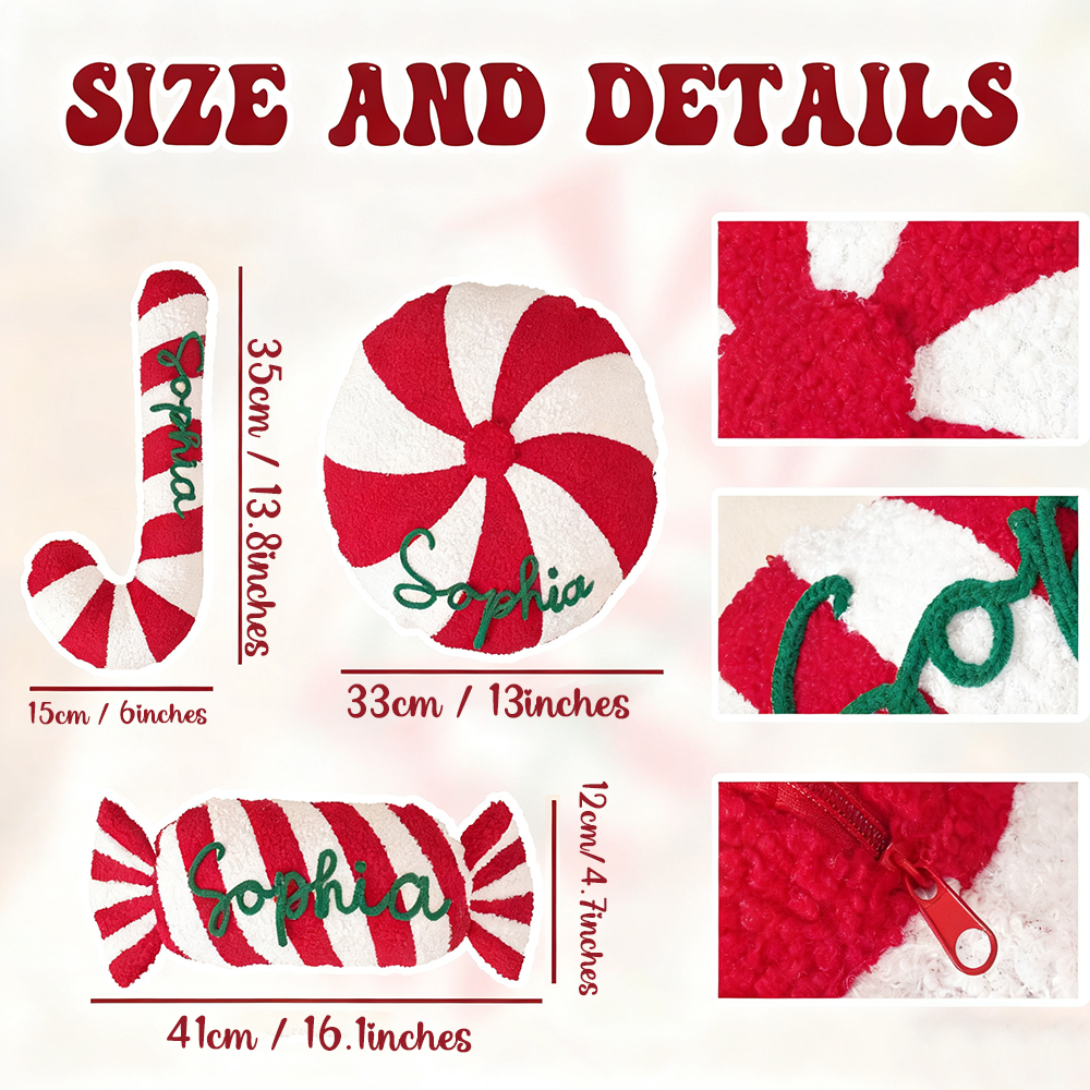 Personalized Hand Embroidery Christmas Candy Pillows | MCGift196