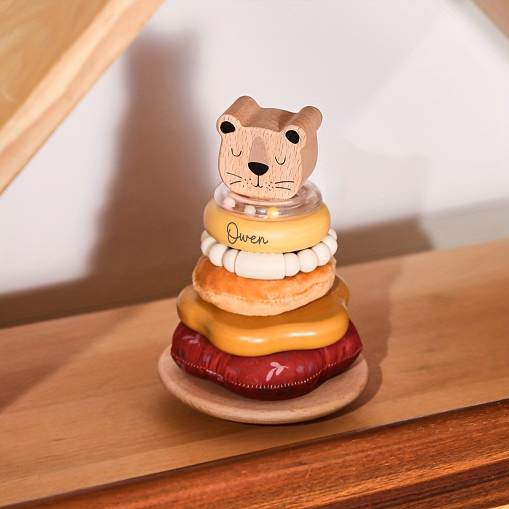 Personalized Wooden Lion Stacking Tower Exercises Toys | CWToy161