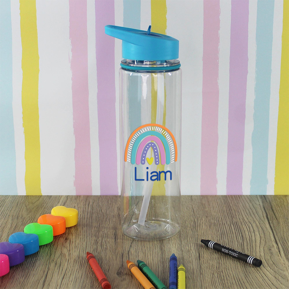 Personalised Kid Rainbow BPA Free 17oz Flip Straw Bottles | YouBottle100