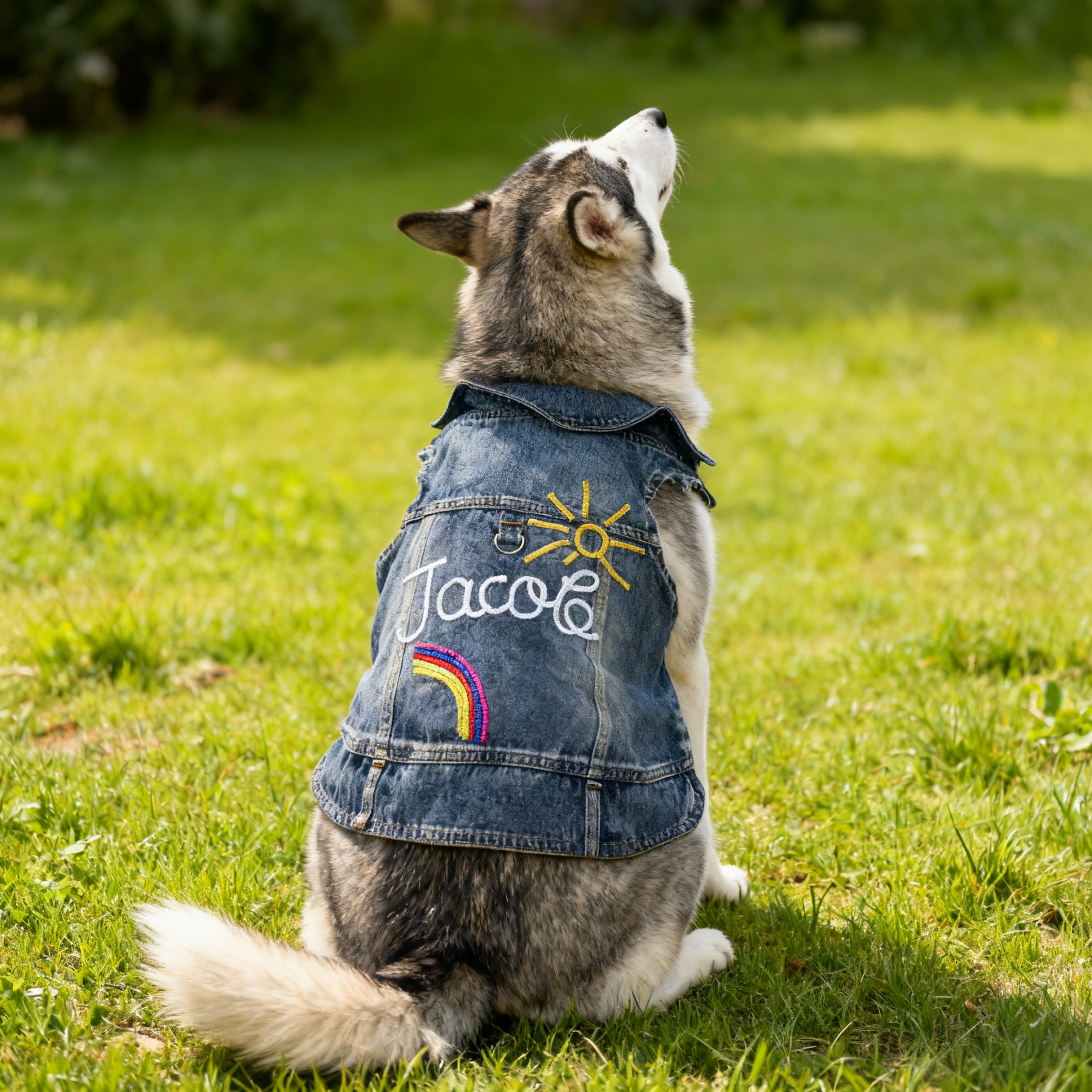 Personalized Hand Embroidery Pets Denim Jacket | BKPet2601