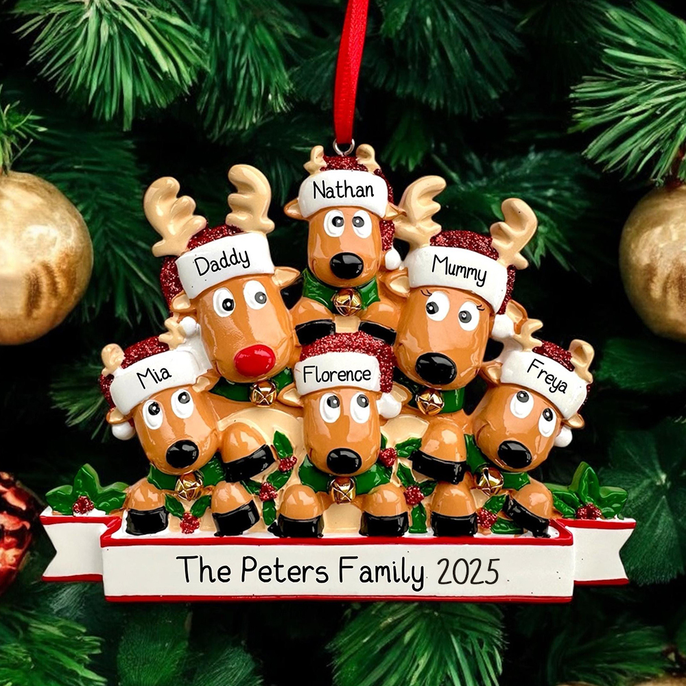 Personalised Elk Family Christmas Ornament | MCGift205