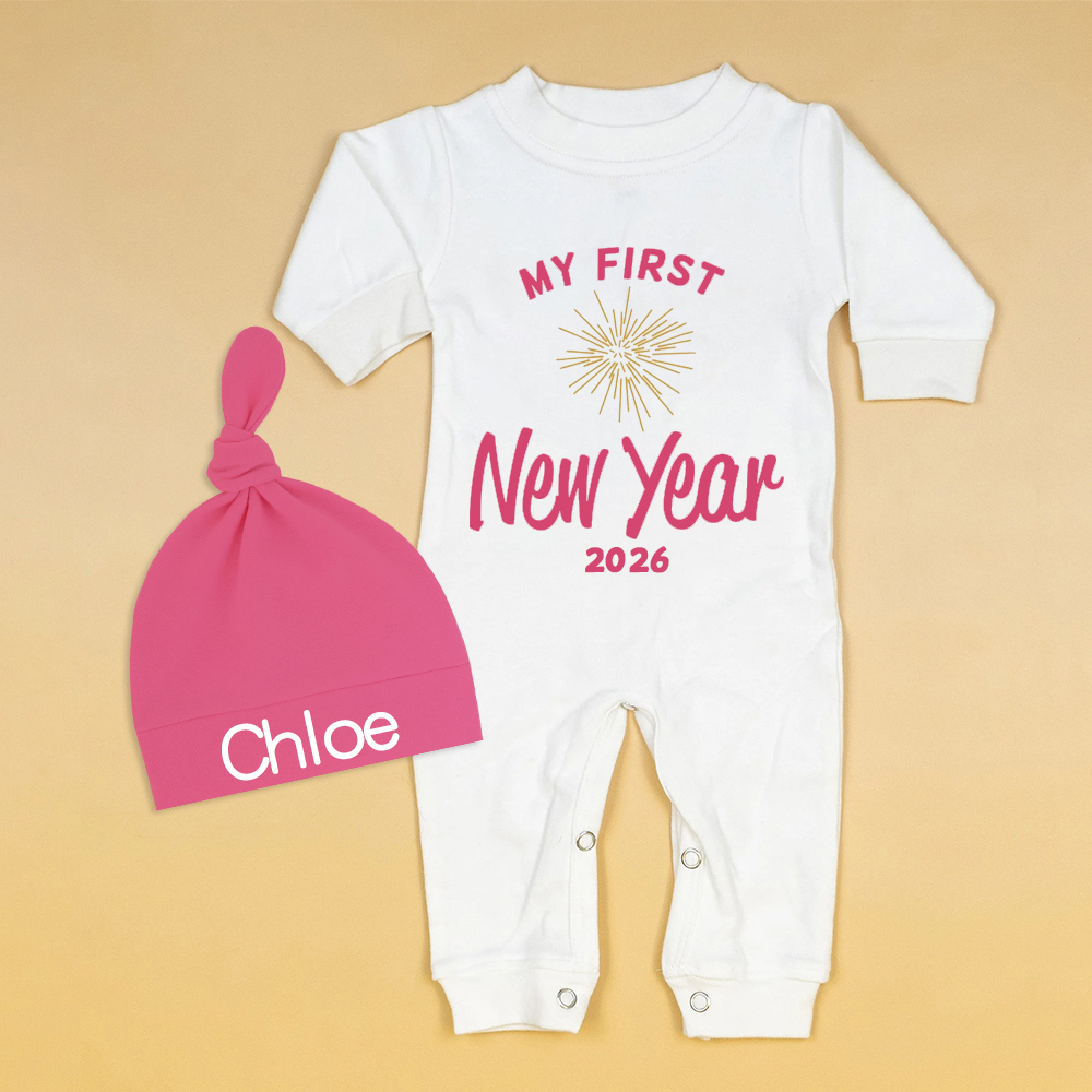 Personalized Baby 1st New Year Romper and Hat Set | CWBaby128