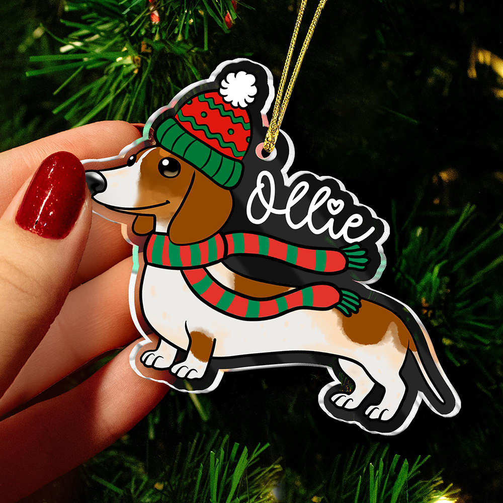Personalised Acrylic Dachshund Christmas Ornament | MCGift213