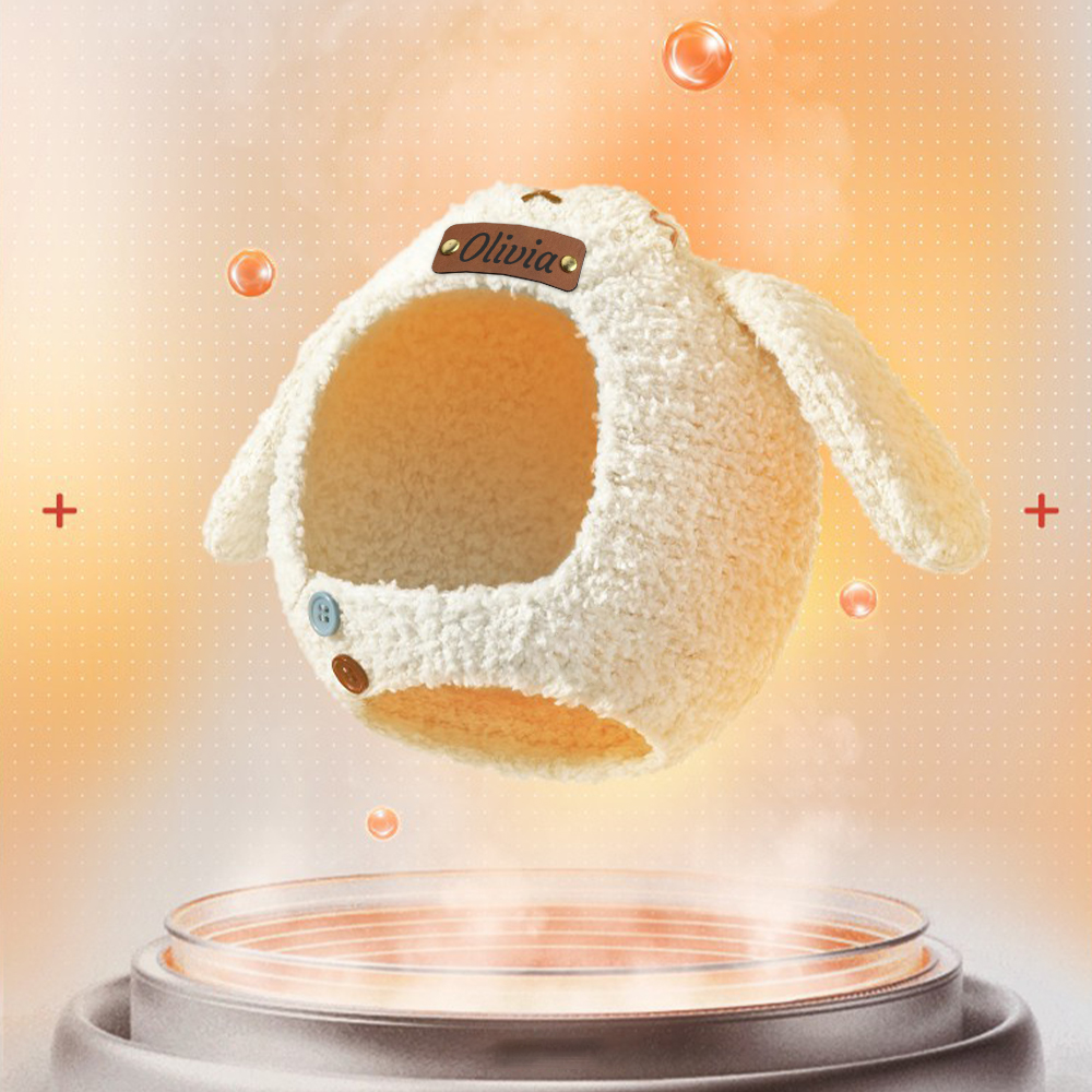 Personalized Leather Patch Adorable Animals Warm Winter Hat | HSKid73