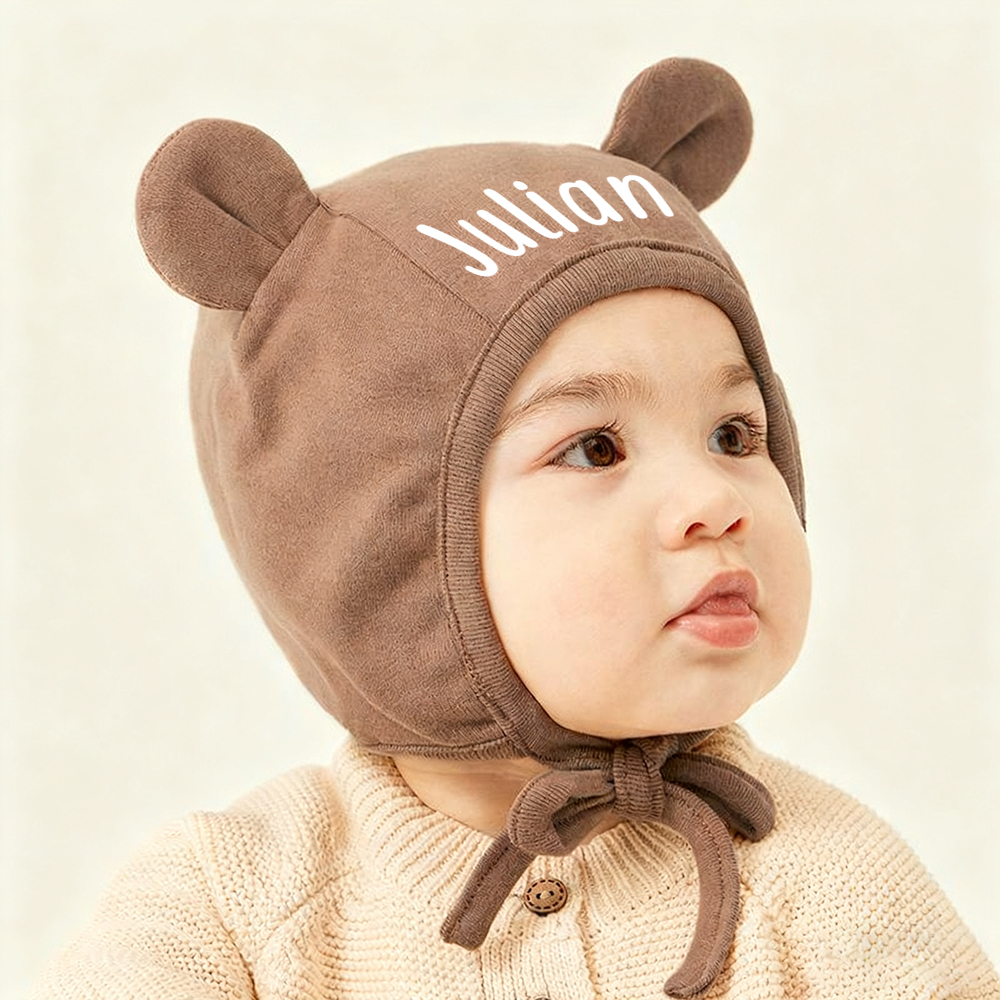 Personalized Lovely Bear Ear Protection Warm Hat | HSKid74